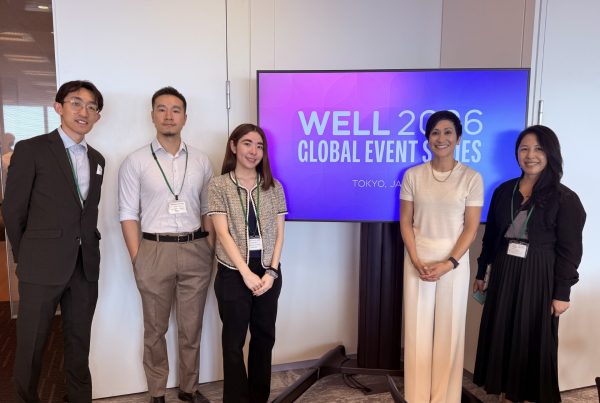BEE Japan WELL certification team with IWBI CEO Rachel Hodgdon at the WELL 2026 Global Event Series Tokyo Summit, May 2026